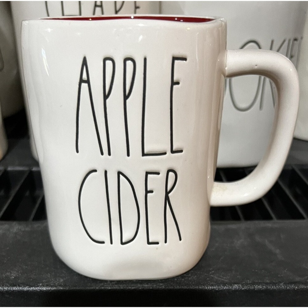Rae Dunn APPLE CIDER Coffee Mug Burgundy Inside Artisan by Magenta Halloween